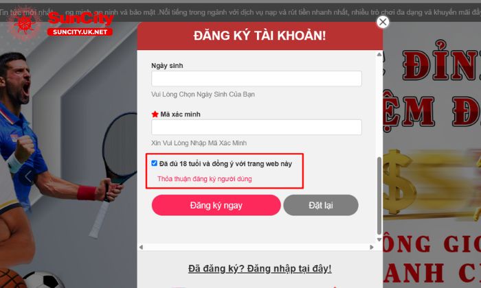 trach nhem ca cuoc Suncity 2 Người chơi sử dụng dịch vụ cá cược tại Suncity phải đủ 18 tuổi trở lên